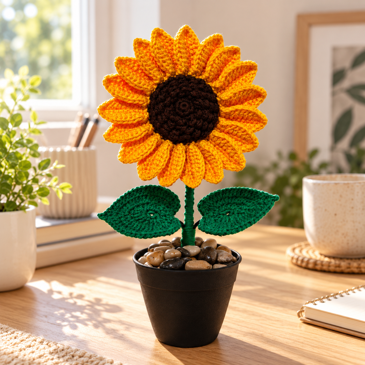 Hand Crocheted Sunflower in Pot