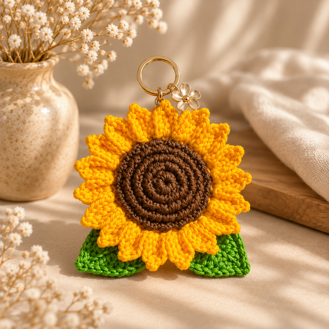 Crochet Sunflower Keychain photo